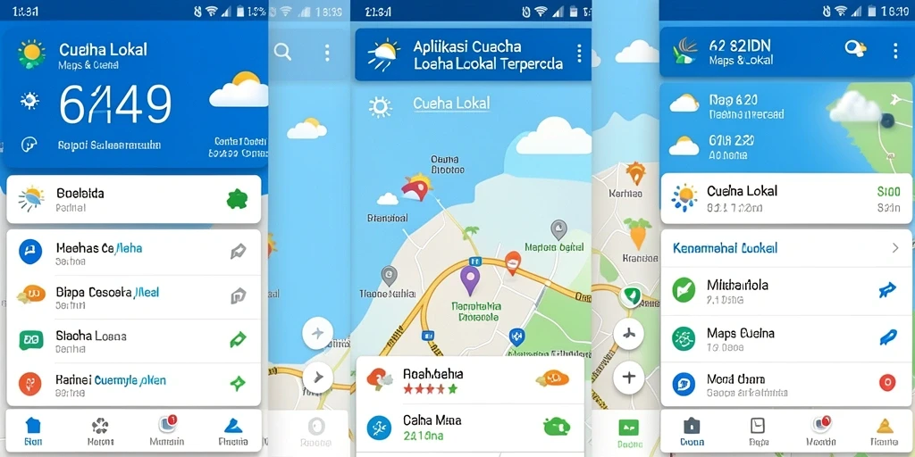 Tampilan antarmuka aplikasi Cuaca Lokal 62IDN yang informatif.