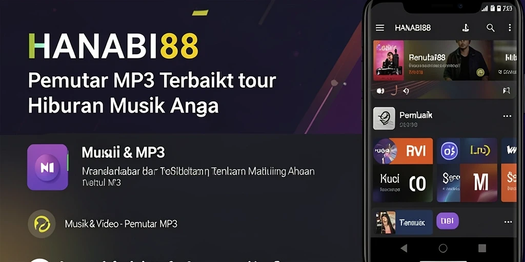 Tampilan antarmuka aplikasi Pemutar MP3 HANABI88 yang menawan.