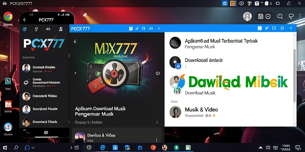 Tampilan antarmuka aplikasi PCX777 untuk Download Musik yang intuitif dan menarik.