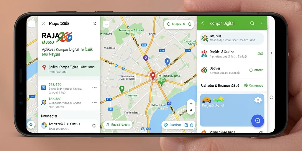 Antarmuka RAJA288 menunjukkan fungsi Kompas Digital yang intuitif dan informatif.