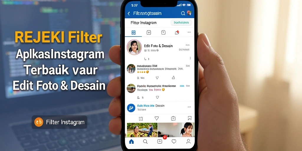 Antarmuka aplikasi REJEKI yang menarik dengan berbagai filter Instagram.