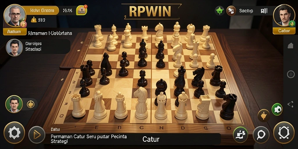 Antarmuka RPWIN dengan papan catur yang menarik dan fungsional.